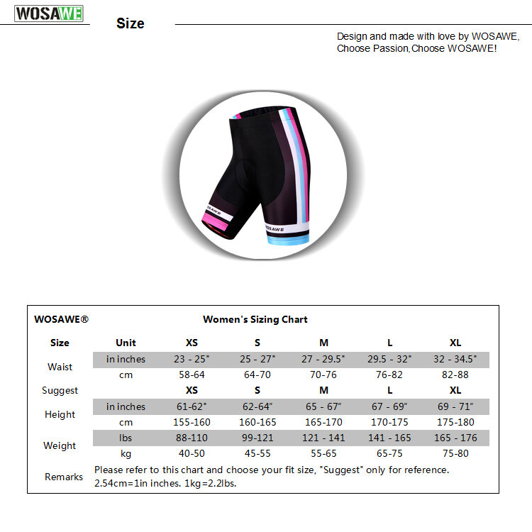 Wosawe-shorts de ciclismo feminino, calções de ciclismo acolchoados com gel de sílica, roupa íntima para mulheres, mtb, downhill, mountain bike, mtb