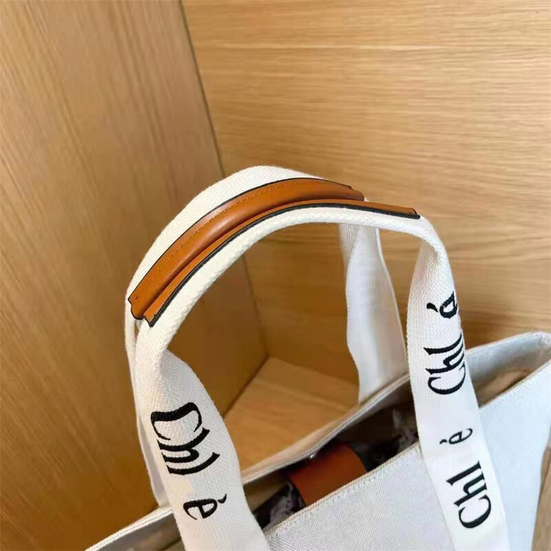 Ladies Fashion Luxury Brand Designer Woven Canvas Tote Bag Large Capacity Leisure Shopping Travel Beach Mobile Tote Bag