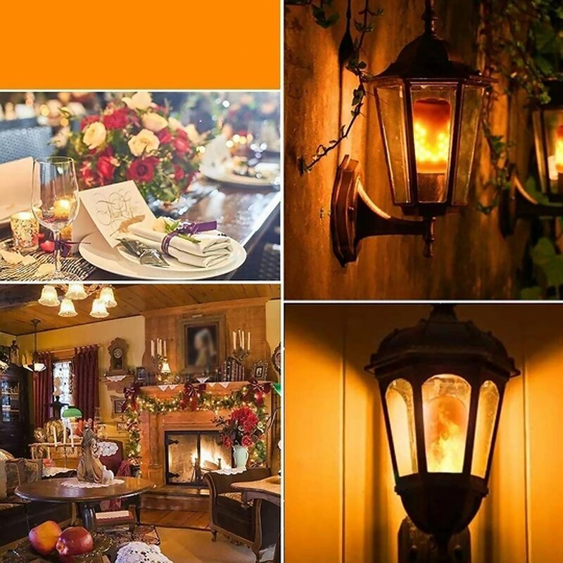 Lâmpada led com efeito dinâmico de chama, luz decorativa multimodo de luz criativa, para bar, hotel, restaurante, festa
