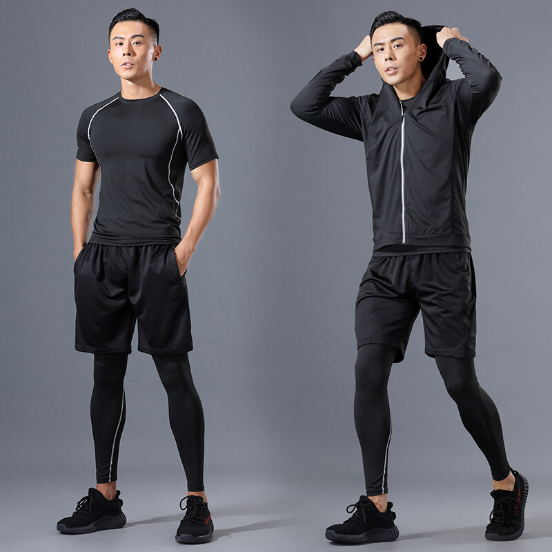 Tenue de sport avec tissu de compression pour homme, pour le fitness, le running, le sport, séchage rapide