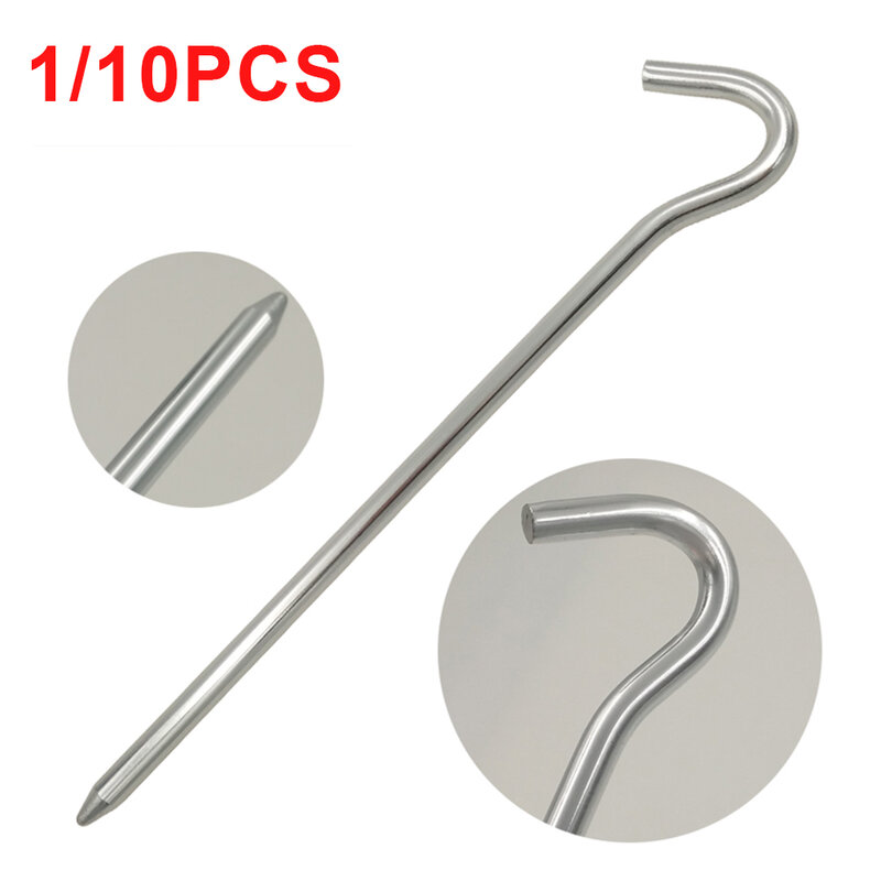 1/10 Pcs 18cm Tent Stakes Aluminum Round Tent Stake Pegs Solid Garden Stake Metal Hook for Camping Tents Canopies Accessories