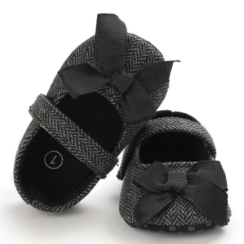 Kuulee, zapatos de princesa con lazo, suela suave para bebé, pegatina mágica transpirable, zapatos planos para niña