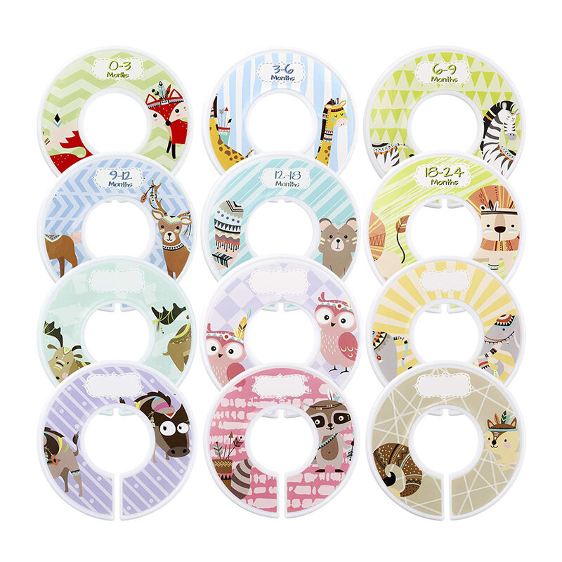 6/8/12pcs DIY Baby Clothing Size Dividers Plastic Clothe Marking Ring Size Dividers Garment Size Tags Round Hangers Rack
