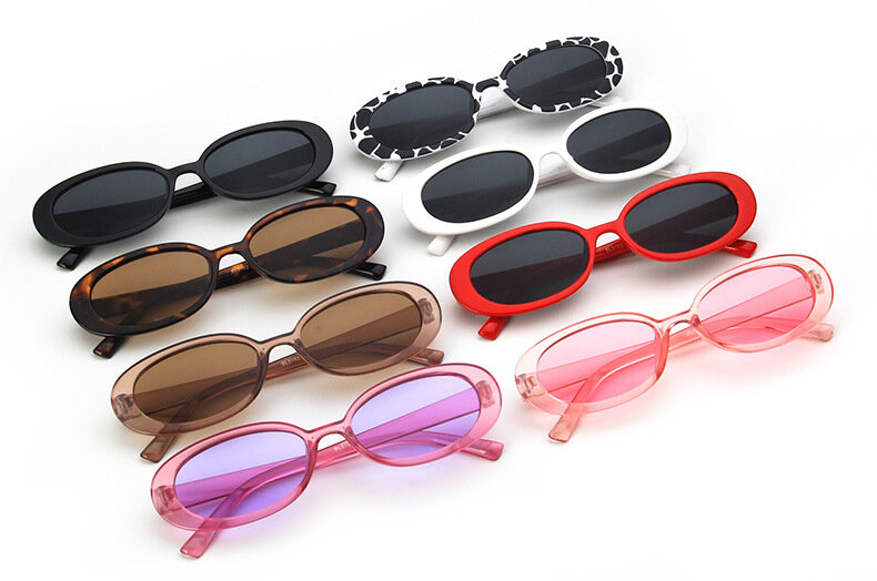 2020 Goggle Kurt Cobain glasses oval sunglasses ladies trendy hot Vintage retro sunglasses Women's white black eyewear UV