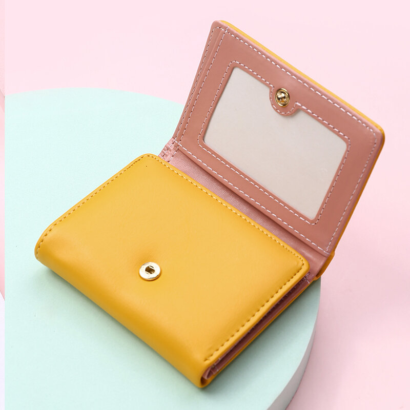 女性用の小さな財布,折りたたみ式バックル付きの小さな財布,女の子用のブランドデザインのpuレザー,カードホルダー