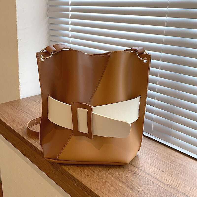 Женская сумка-мешок из ПУ кожи, с ручками и плечевым ремнём
