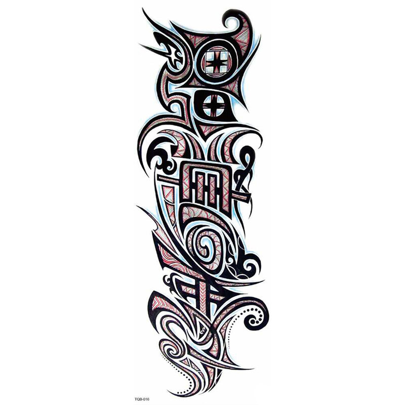 Tatuaggio manica grande braccio rosa teschio leone impermeabile autoadesivo del tatuaggio temporaneo Body Art tatuaggio finto tatuaggi di fiori colorati finti TQB