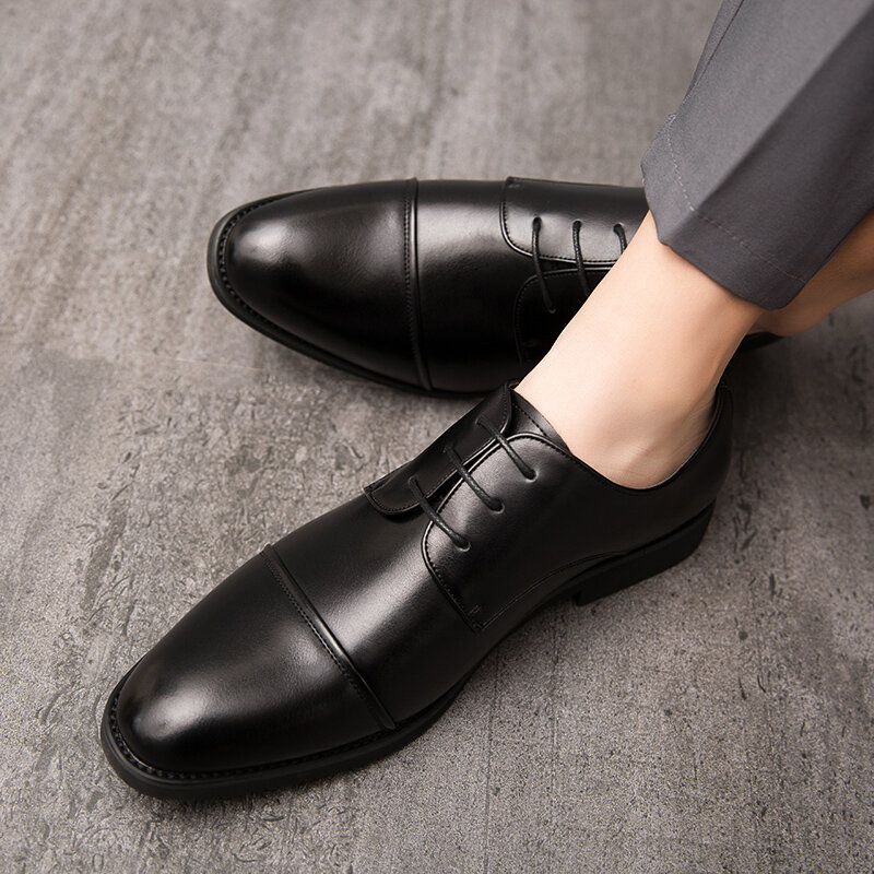 Zapatos italianos con correa de cuero y hebilla para hombre, calzado FORMAL de Punta puntiaguda, Oxford, para negocios y oficina, color negro