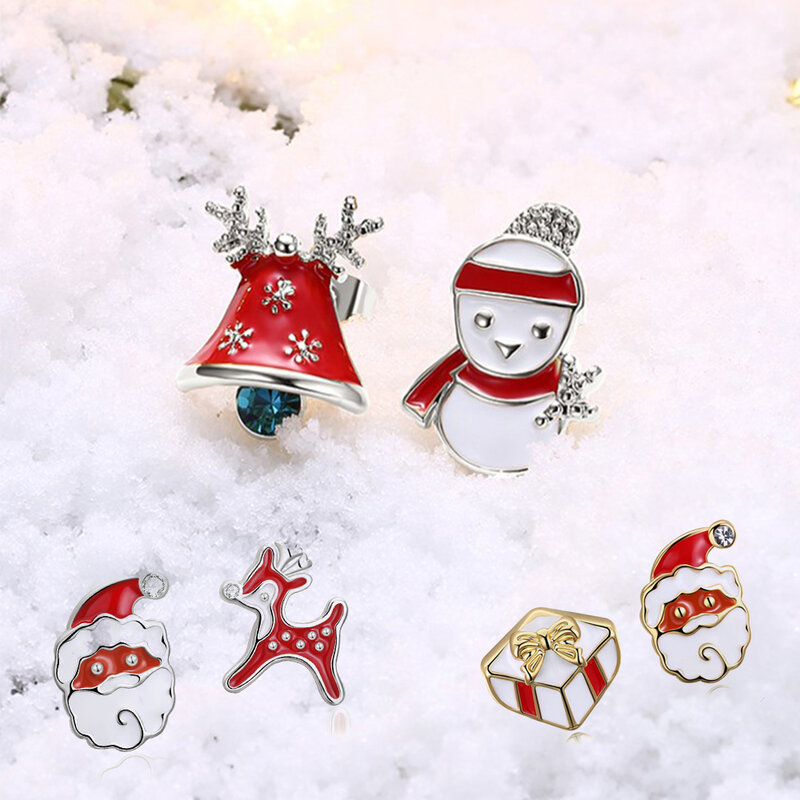 Fashion Snowman Stud Oorbellen Voor Vrouwen Leuke Elanden Hoed Vorm Kleurrijke Sieraden Oorbel Eenvoudige Accessoires Vrolijk Kerstfeest Best Gift