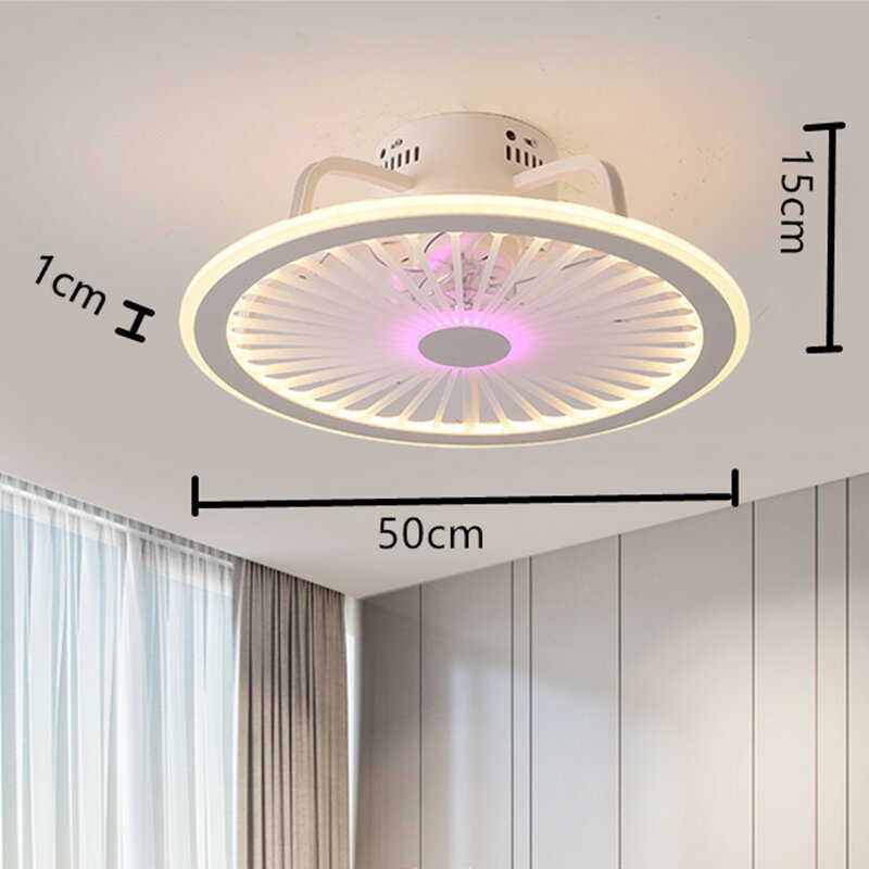 Lámpara de ventilador de techo con luces para decoración de dormitorio, lámpara inteligente de 45cm con control remoto, luces de techo con control ultrafino