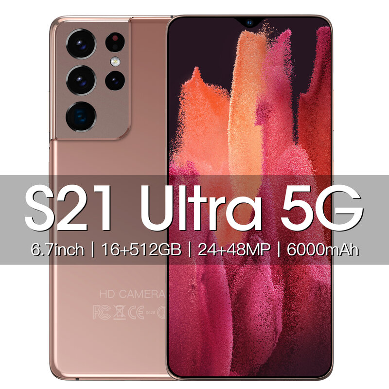 Смартфон глобальная версия S21 Ultra 4G/телефон, 16 ГБ ОЗУ 512 Гб ПЗУ, две Sim-карты, разблокированный мобильный телефон, сотовый телефон, смартфон