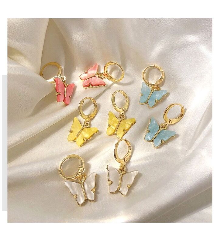 Fashion Charms earrings cooper alloy plated with yellow gold butterfly shaped earrings