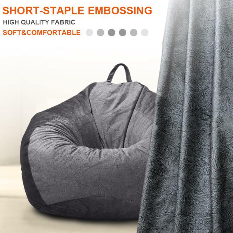 S/M/L/XL Bean Bag Sofa Cover Short-staple Embossing Lazy Sofas Cover Without Filling Lounger Seat Bean Bag Living Room Furniture