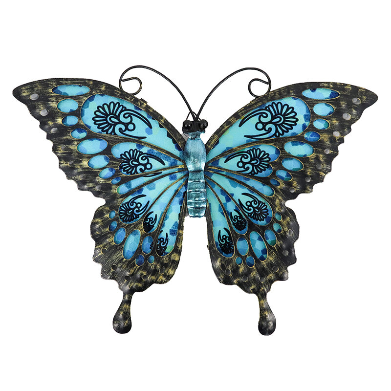정원 및 정원 야외 장식 조각상 미니어처 조각을위한 벽 장식의 푸른 나비