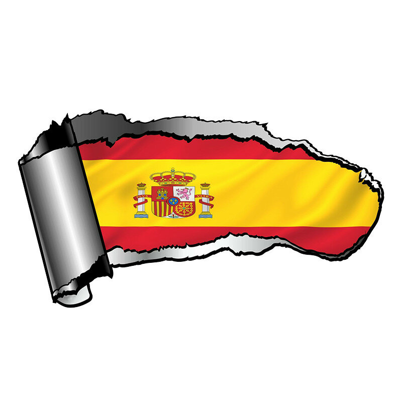 CMCT 20X11Cm Desain Logam Sobek Terpisah dengan Bendera Spanyol Vinil Sepeda Motor Mobil Tahan Air Penutup Stiker Gores