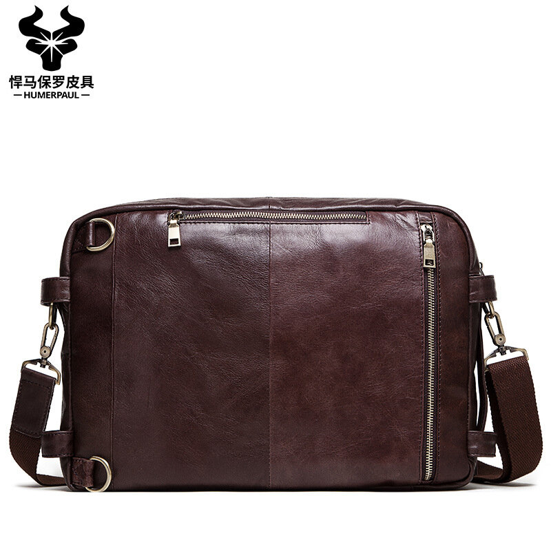 New Design Cow Leather Men Briefcase High end Business Travel Bag Male Handbag Shoulder Cross body Bag Leather Bag