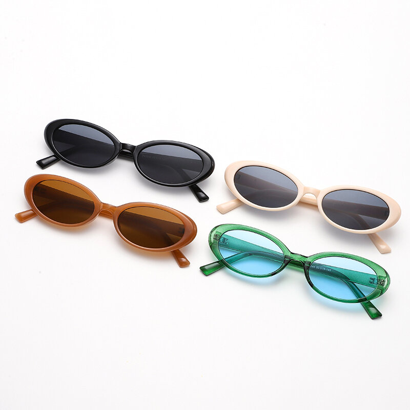Gafas de sol ovaladas de tendencia Europa América para mujer, anteojos de sol femeninos de montura pequeña, estilo clásico Vintage, color negro, para conducir