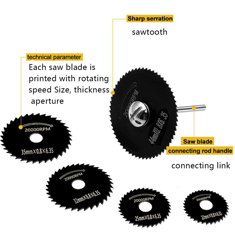 7PCS Circular Saw Disc High-Speed Steel Rotary Drill Saw Disc With 1/8inch Straight Shank Mandrel For Small Slicing Operations