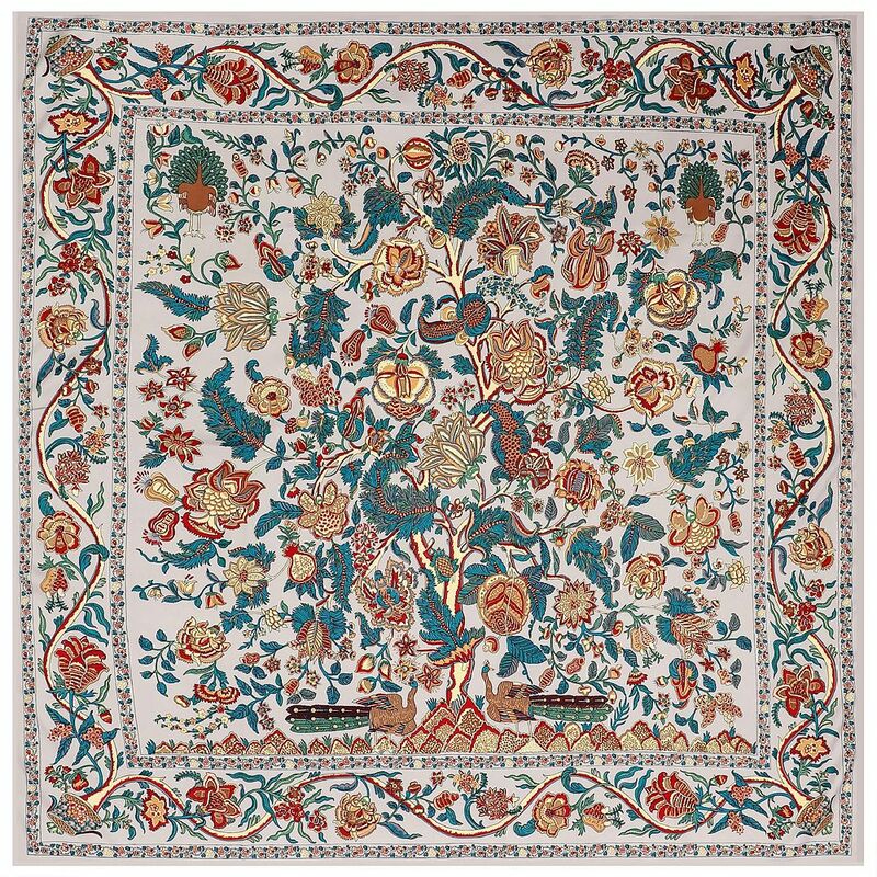 Foulard carré imprimé motif arbre porte-bonheur, accessoires pour dames, châle en soie, quatre saisons S43