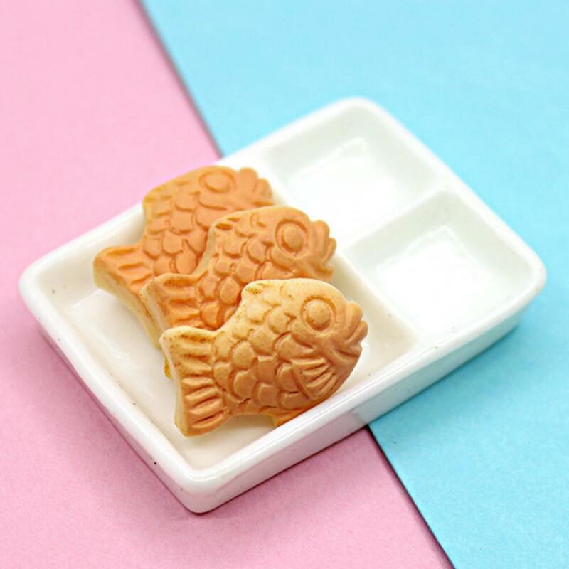 10 pçs em miniatura peixes biscoitos design modelos de alimentos dollhouse cenário diy decoração brinquedo