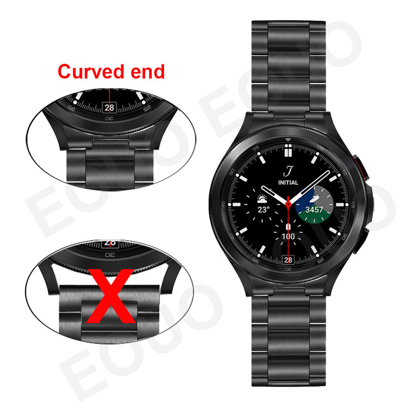 Часы Voor Samsung Galaxy Horloge 4 Geen Hiaten Rvs Strap Classic 46Mm 42Mm/Watch4 44Mm 40Mm Wrist Band Gebogen End Metalen