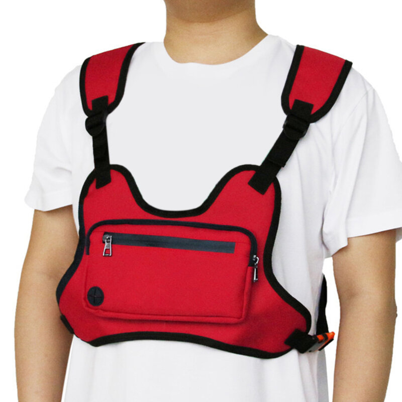 Pochete tática masculina, bolsa de cintura multifuncional da moda, preto e branco, equipamento peitoral para corrida noturna, 2021