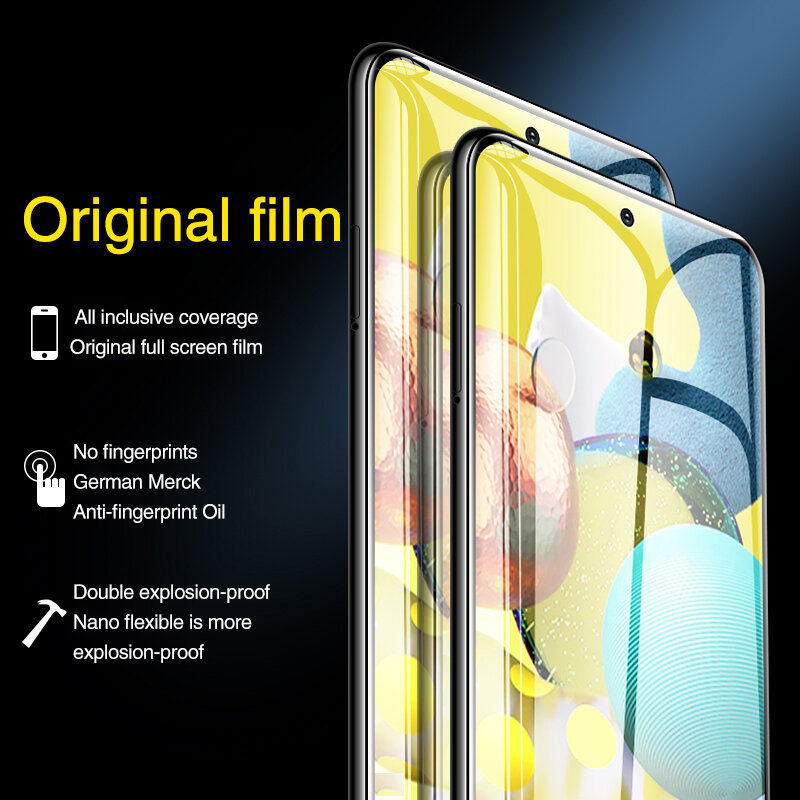 Protector de pantalla para Samsung A51 A50 A71 A70 hidrogel de película en A52 A72 A10 A21 A31 A80 M51 S6 S7 borde Protector de pantalla de la cubierta completa