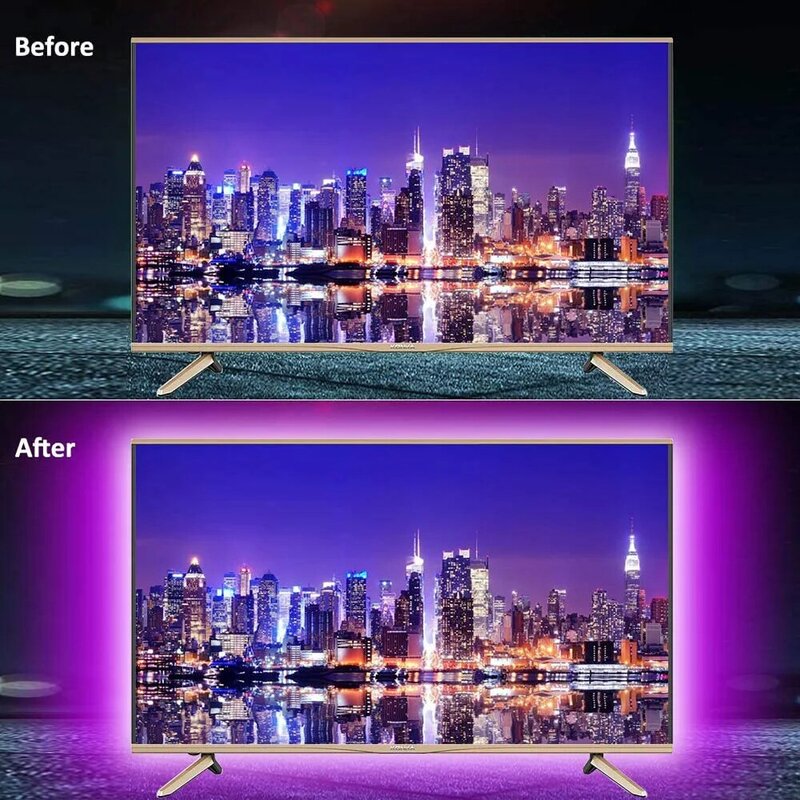 Светодиодная гибсветильник лента 1 м, 2 м, 3 м, 4 м, 5 м, Диодная лента SMD 2835, 5 в постоянного тока, подсветильник для настольного экрана телевизора...