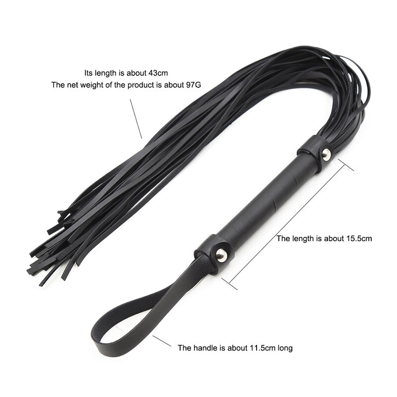 Faux PU Leather Pimp Whip Racing Riding Crop Party Flogger Hand Cuffs Queen Black Horse Riding Whip