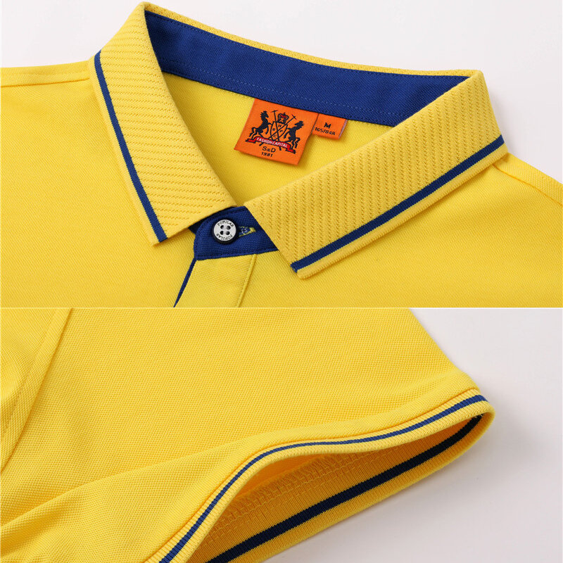 Camiseta polo bordada personalizada, camisa de algodão respirável com seu design-logo para grupo team school polo camisetas