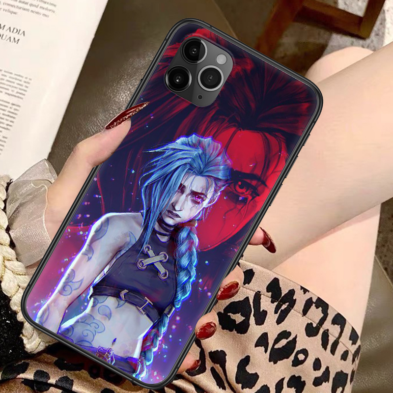 Arcane Jinx Vi Anime Phone Case For iphone SE 2020 6 6S 7 8 11 12 13 Mini Plus X XS XR Pro Max black silicone bumper 3D back art