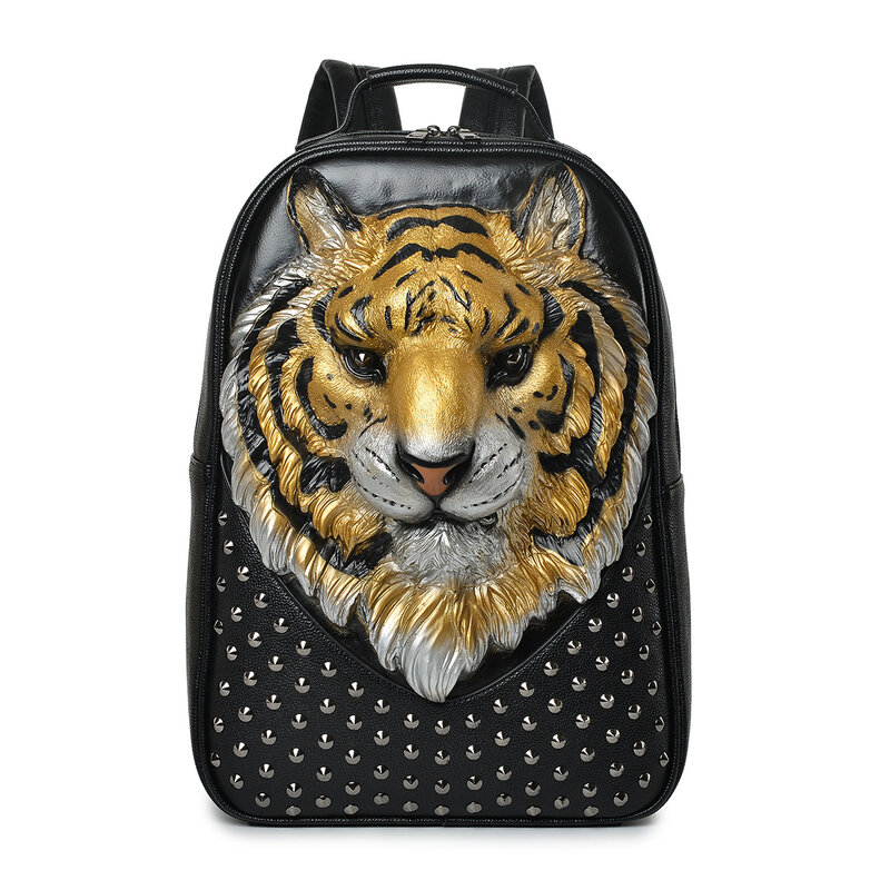 Bolso de hombro de tigre 3D para mujer, mochila personalizada con remache creativo de moda europea y americana, novedad de 2021