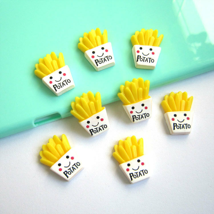 10Pcs/lot French Fries Polymer Slime Charms Modeling Clay DIY Kit Accesorios Box Toy for Children Slime Supplies Lizun for Kid E