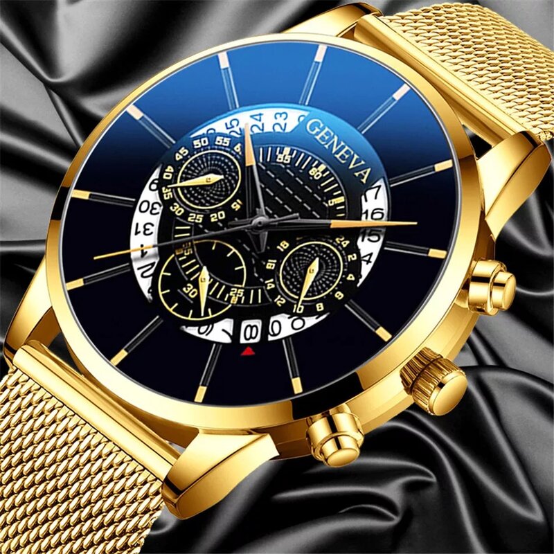 Reloj de cuarzo ultradelgado para Hombre, cronógrafo de lujo, resistente al agua, con calendario, de acero inoxidable, con luz azul, 2020