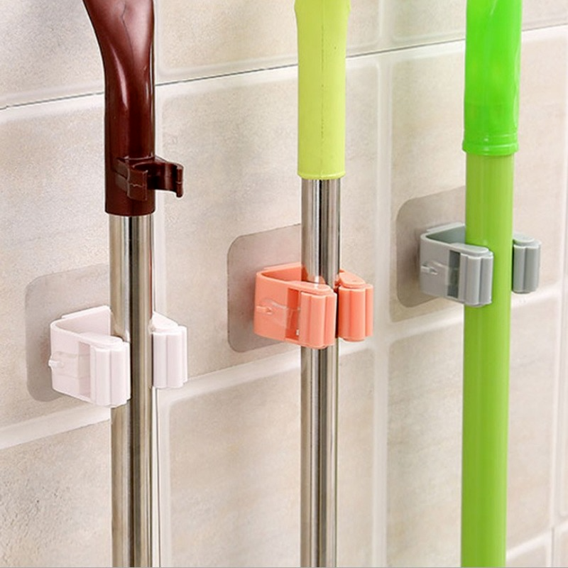 Clip para mopa sin perforaciones, soporte de escoba colgante para pared de baño, fuerte, sin marcado