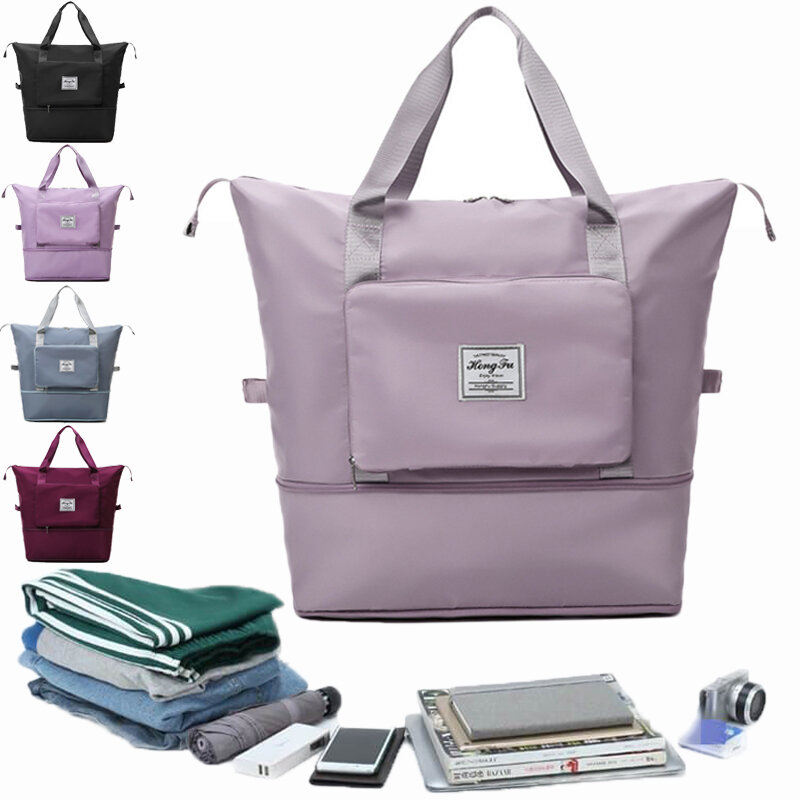 Large-Capacity Folding Travel Bag Waterproof Luggage Foldable Travel Lightweight Duffel Tote Bag Yoga Sport Crossbody Bag Women