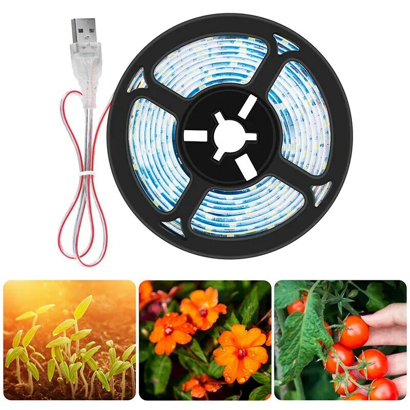 شريط ضوء نمو النبات 0.5 متر/1 متر/2 متر/3 أمتار led مع منفذ USB كامل الطيف Phytolamp 2835 SMD DC5V لشريط مصباح الدفيئة لبذور النبات