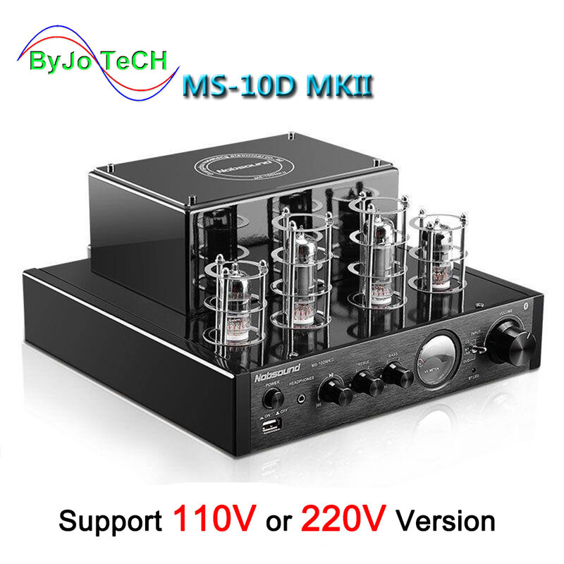 Nobsound ms 10d amplificador de potência de tubo hifi áudio estéreo doméstico vaccum amplificador bluetooth coaxial óptico usb cd dvd amp baixo