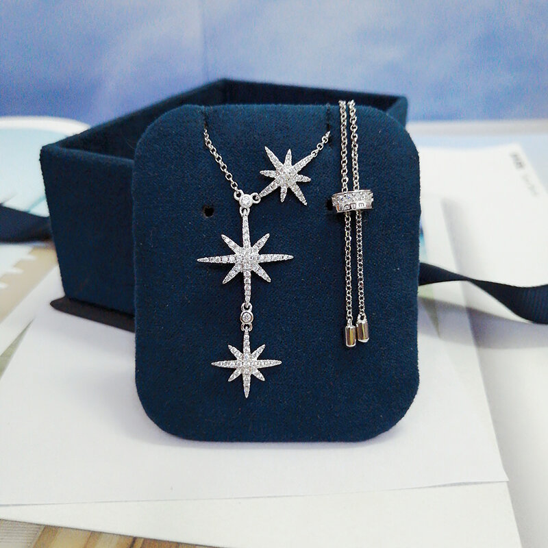 Estrella Collar de plata de ley 925 circón con micro incrustaciones moda personalidad sencilla refinado diseño elegante
