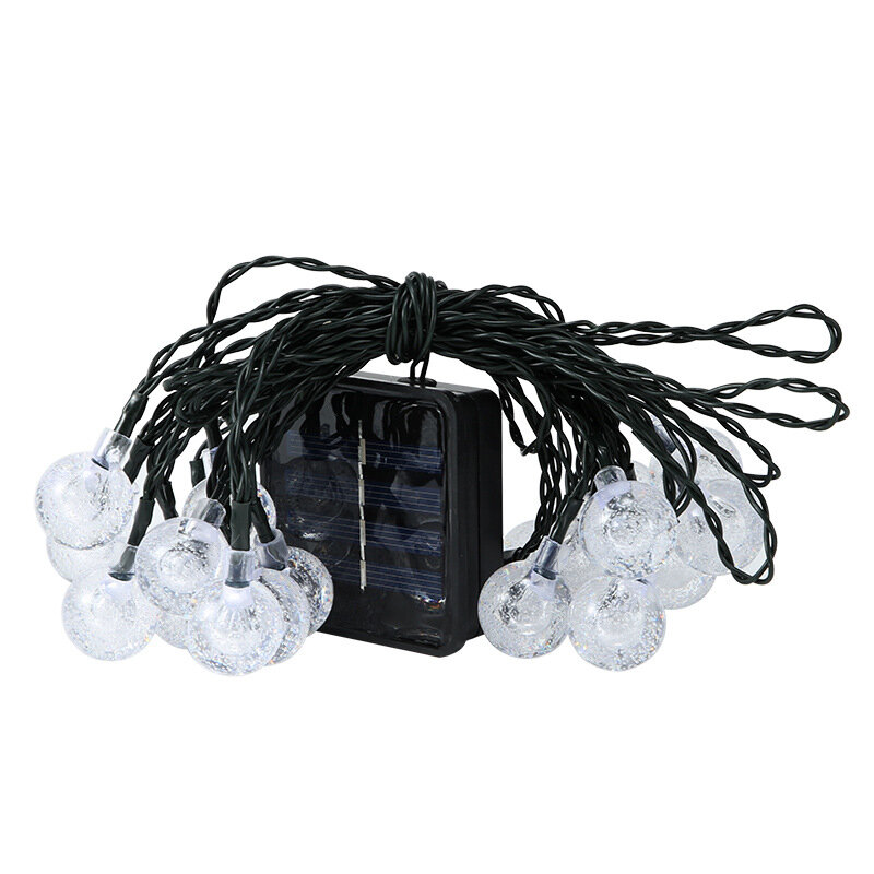Guirnalda de luces solares para jardín, 20/50/100 LED, copo de nieve, cereza, bola de cristal, luces solares de Navidad
