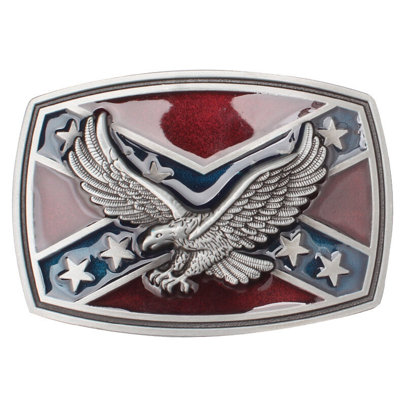 Hebilla de cinturón con patrón de bandera de águila/Vulture, accesorios de cinturón hechos a mano, pretina artesanal, estilo cowboy rock occidental k44