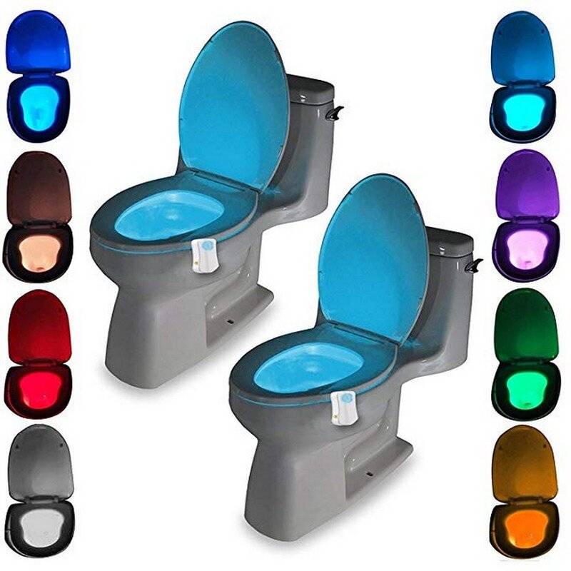Luz conduzida do banheiro pir sensor de movimento 8 cores assento do banheiro luz noturna à prova dwaterproof água wc luz de fundo para wc led luminaria lâmpada atacado
