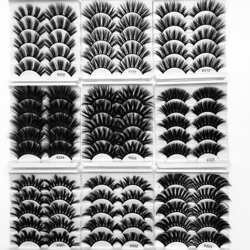 5 pairs 3D Faux mink lashes 25mm false eyelashes handmade natural long eyelashes mink with eyelashes packing box