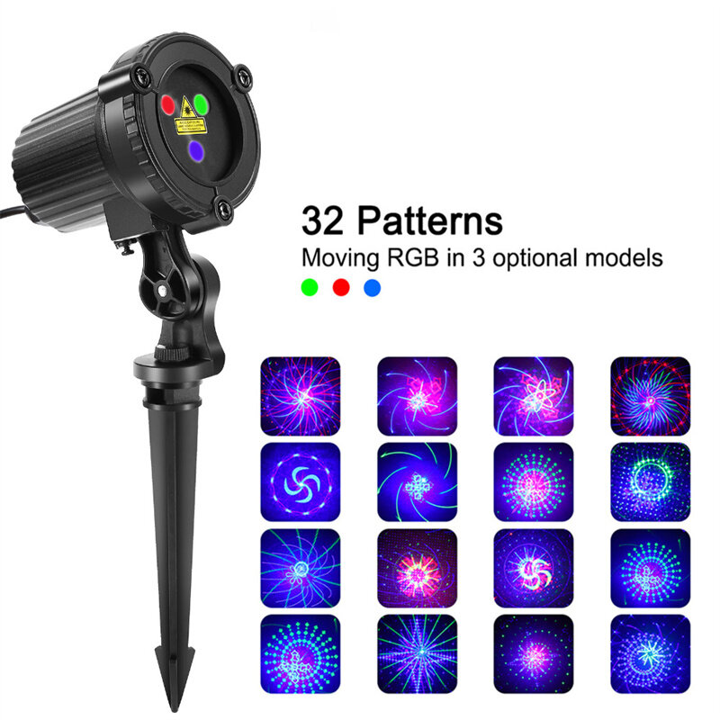 RGB 32 Muster Weihnachten Laser Projektor Outdoor Licht Fernbedienung Garten Wasserdichte IP65 Urlaub Weihnachten Außerhalb Dusche Beleuchtung 2022