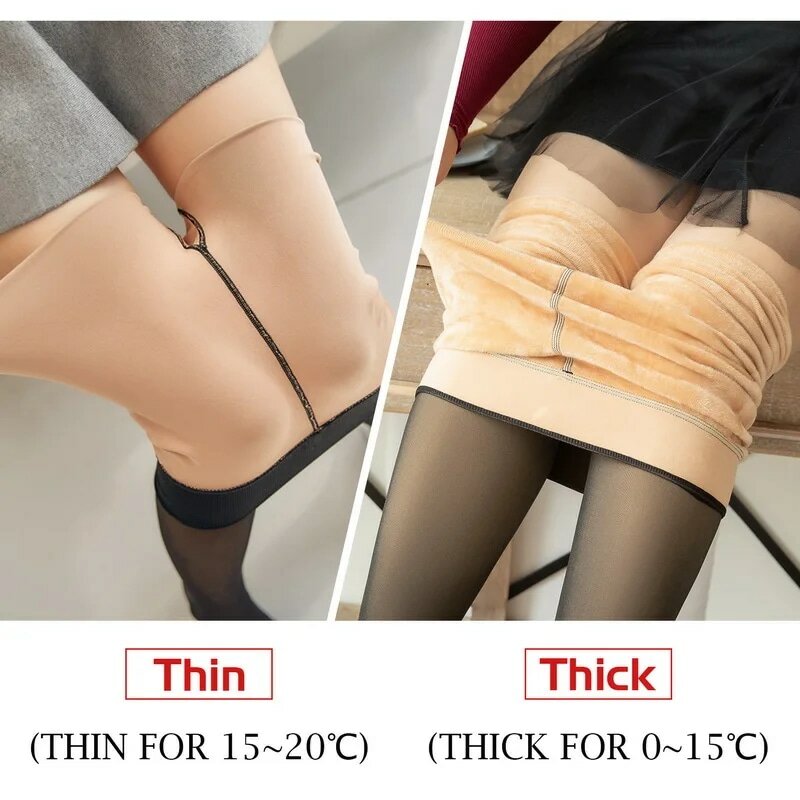 Thermal Pantyhose For Warm Fleece Tights 200g Plus Size Women Legging Winter Ladies Sexy Stockings Fake Translucent Leggings