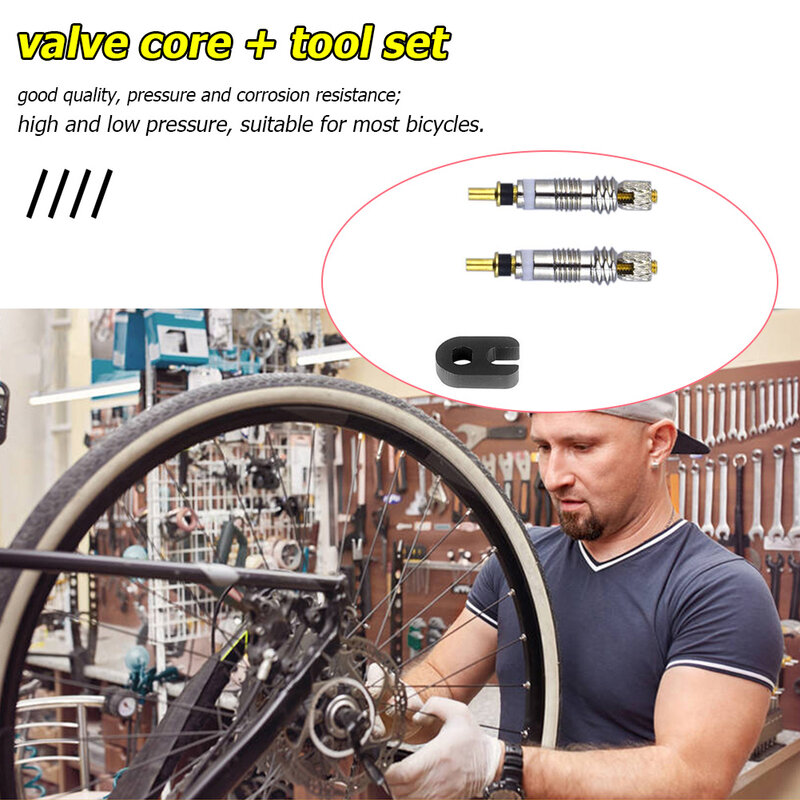 Bicycle Presta Valve Core Brass Material CNC-machined Nickel-plated For MTB Road Tubeless Rim Nozzle Optional Metal Tool O-ring