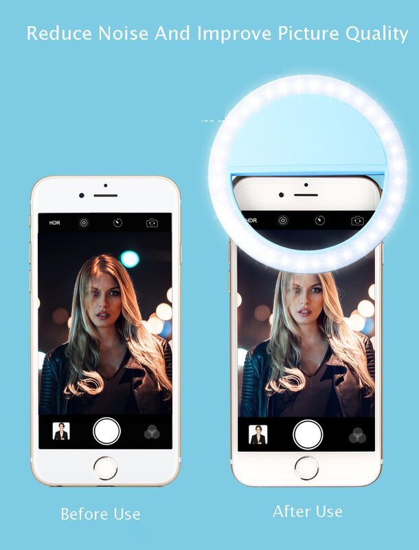 Anillo de luz Led con carga USB para teléfono móvil, lámpara de Selfie con lente, para iPhone, Samsung, Xiaomi