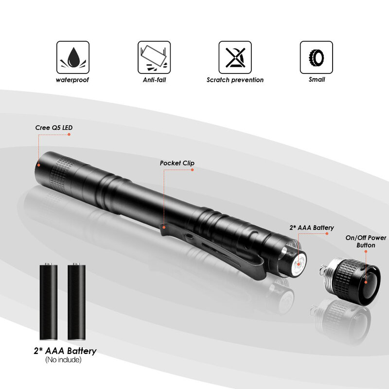 Portable LED Pen Flashlight Pocket-size LED Pen Torch Mutifunction Flashlight for Specialist Repairing Outdoor Doctor Mechanic
