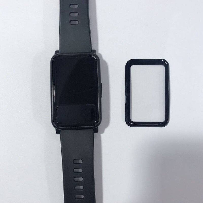 Película protetora de tela com borda completa 3d curvada, proteção macia para relógio huawei fit/honor watch es smartwatch