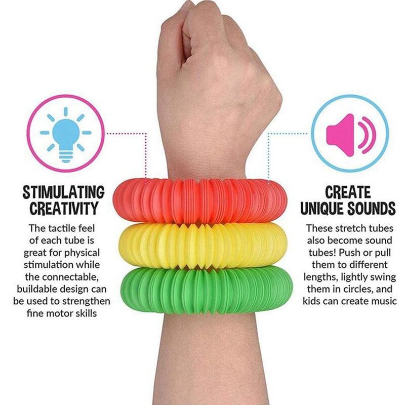 Mainan Fidget Tabung Lipat Warna-warni Mainan Dekompresi Sensorik Autis Mainan Edukasi Lucu Antistres untuk Dewasa Anak-anak